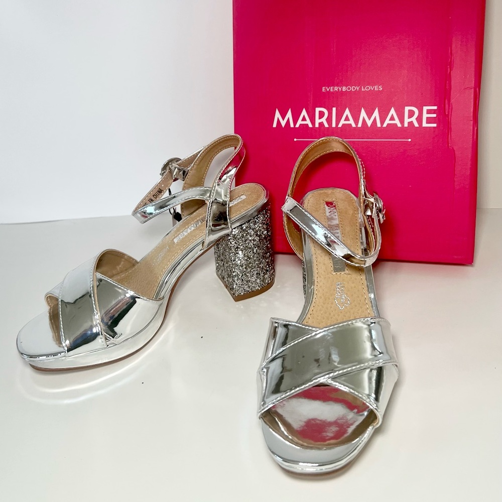 Maria Mare - Block Heeled Sandal - Silver